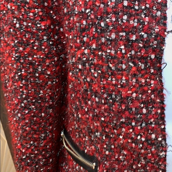 Zara woman red collarless tweed jacket L - Picture 8 of 8